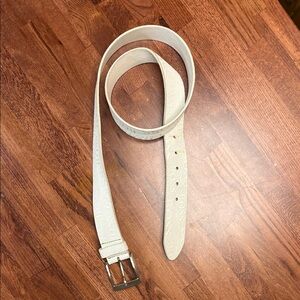 Hugo Boss White Embossed Logo Leather Belt/used